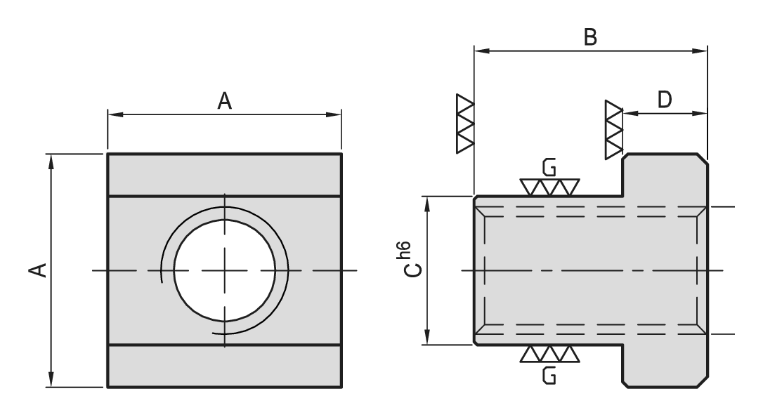 PT08 T-Slot Nut (Ground) dimension drawing