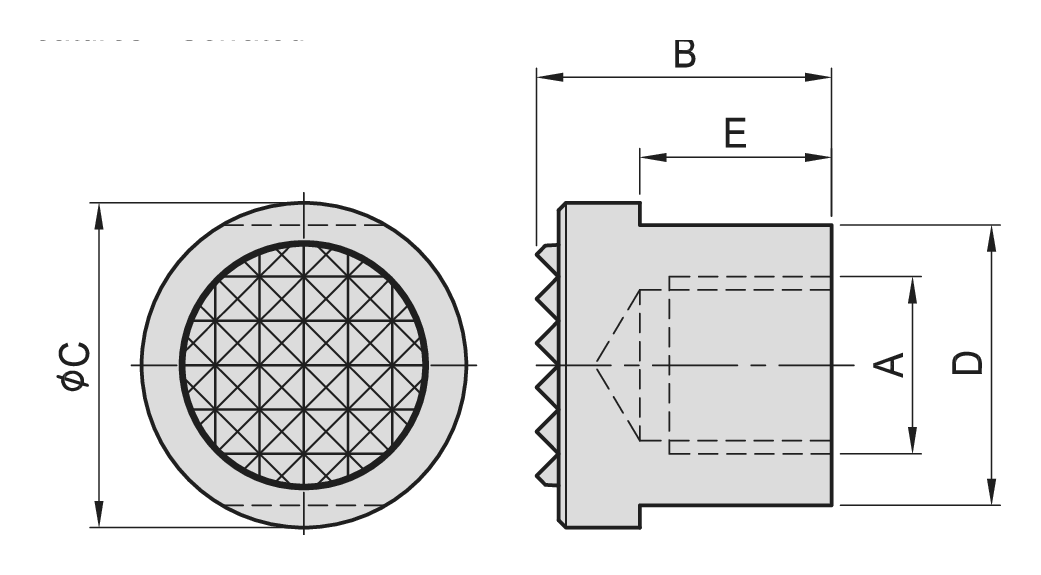 PT13 Gripper Nut (Serrated End) dimension drawing