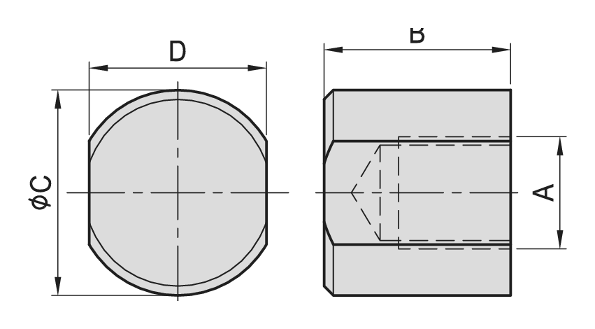 PT14 Gripper Nut (Flat End) dimension drawing