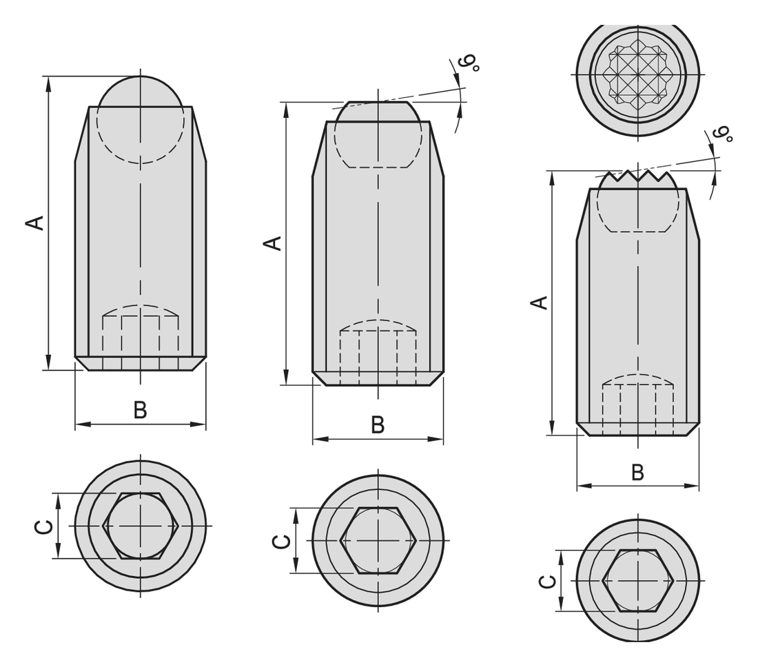 PT16 Swivel Clamping Screw dimension drawing