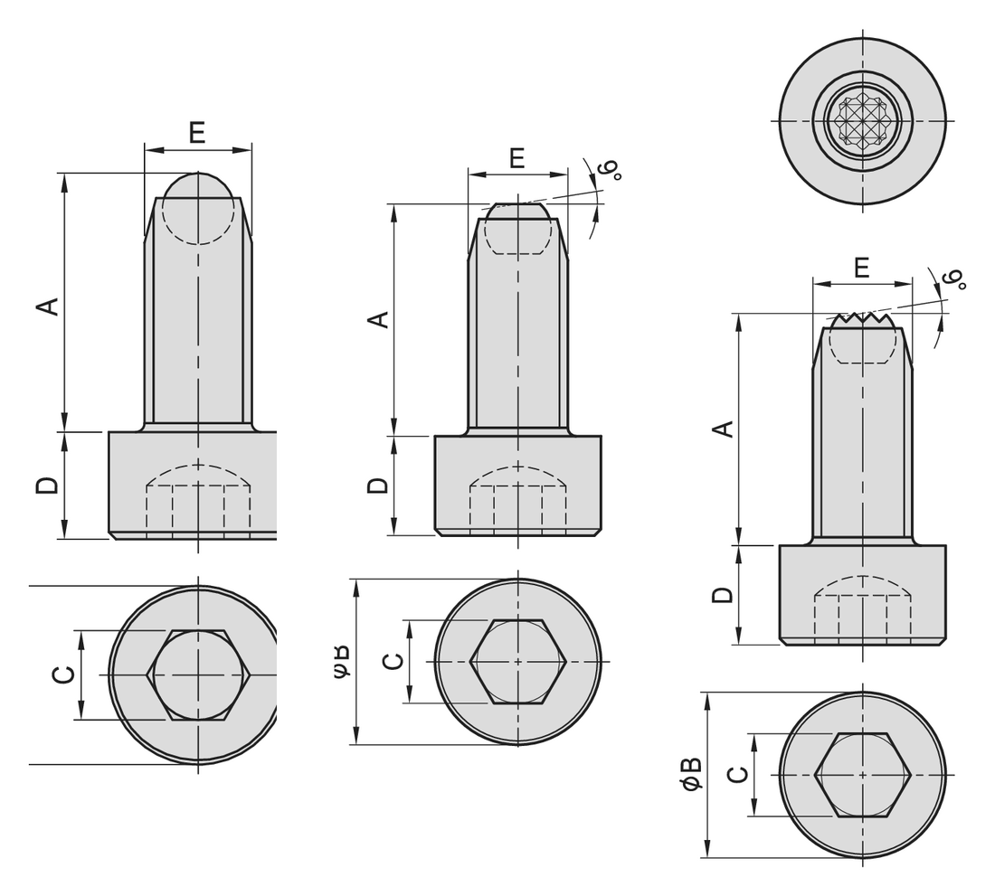 PT17 Swivel Shoulder Clamping Screw dimension drawing