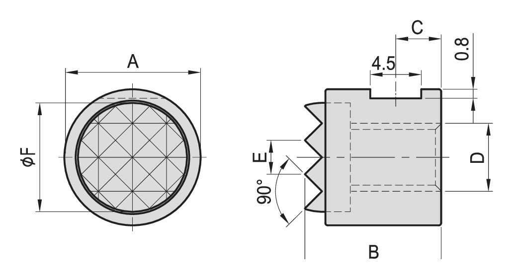 PT21 Gripper Pad (Round) dimension drawing