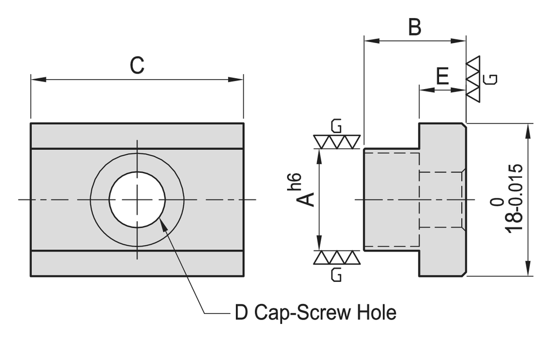 PT26 Locating Key (Stepped) dimension drawing