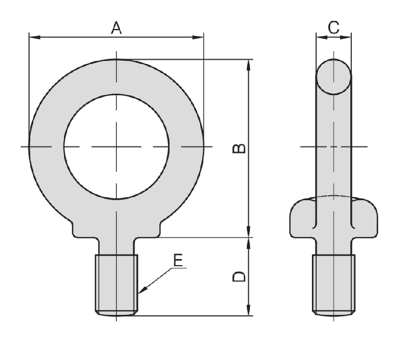 PT30 Lifting Eyebolt dimension drawing