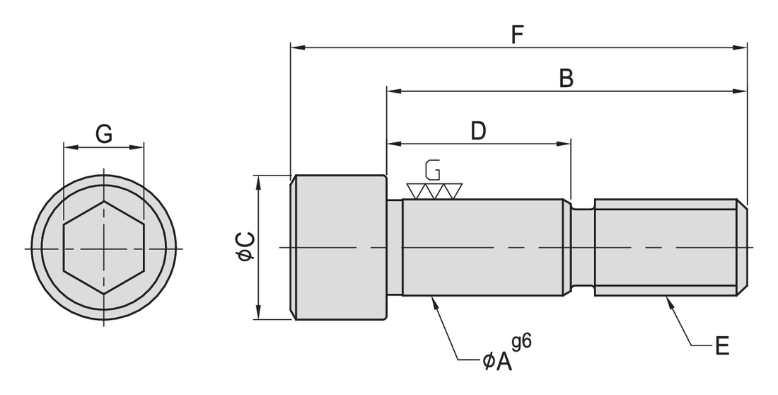 PT31 Shoulder Bolt dimension drawing
