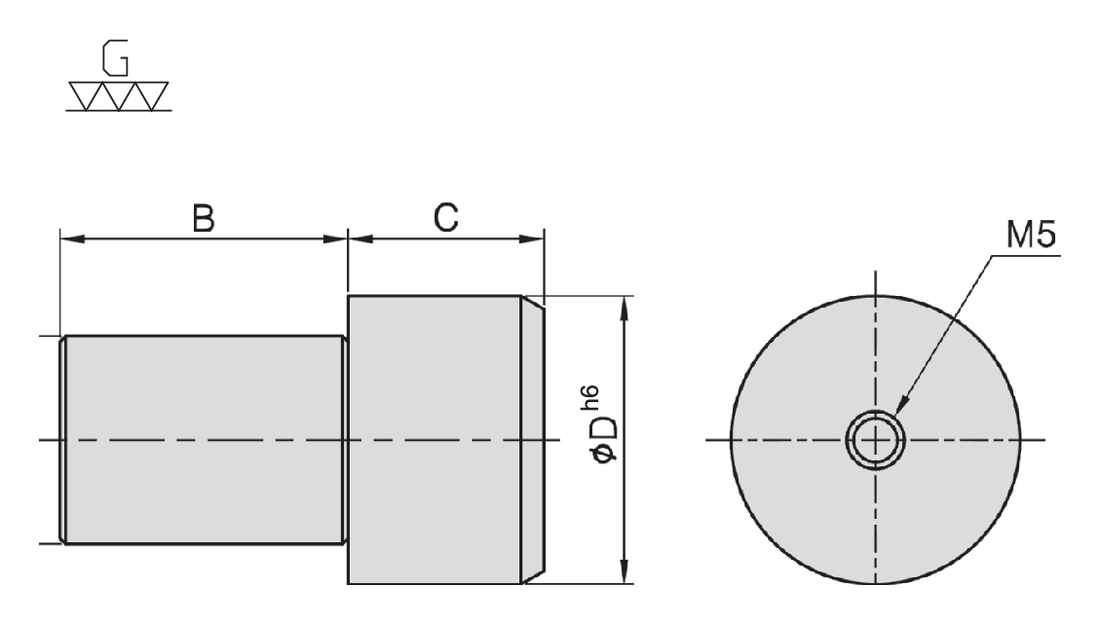 PT32 Shoulder Dowel Pin dimension drawing