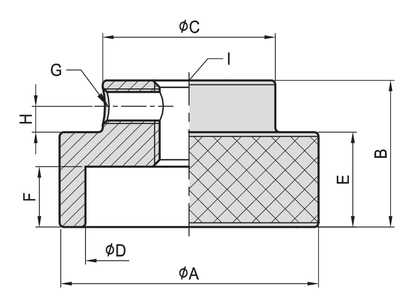 PT33 Knurled Nut (with Set Screw) dimension drawing