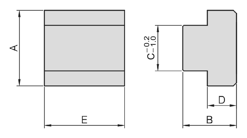 PT42 T-Slot Nut Blank dimension drawing