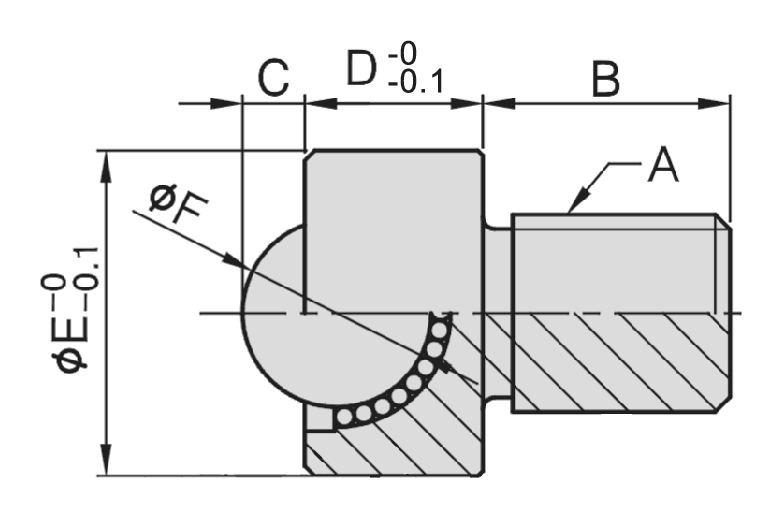 PT48 Ball Roller (Round Body) dimension drawing