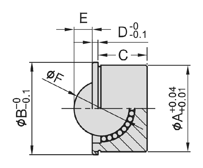 PT49 Ball Roller (Press-Fit) dimension drawing