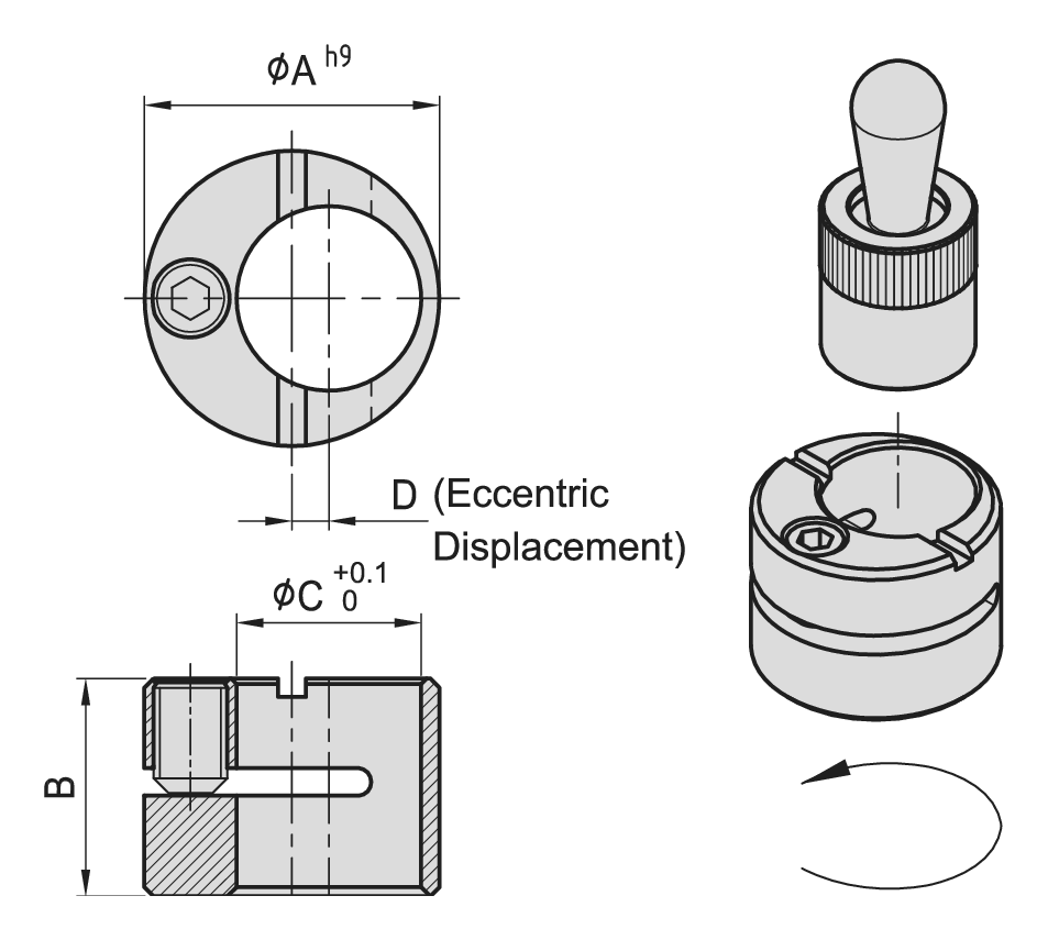 PT58 Eccentric Liner dimension drawing