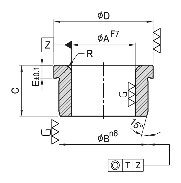 PT59 Positioning Bushing (Flanged) dimension drawing
